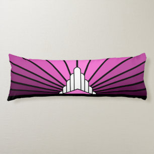 Art deco sun in pink body pillow