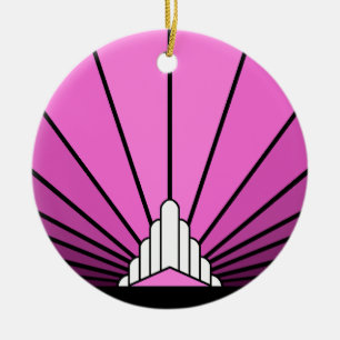 Art deco sun in pink ceramic ornament