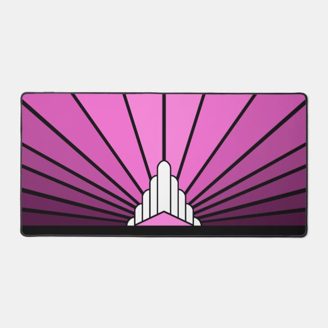Art deco sun in pink desk mat (Front)
