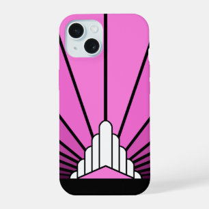 Art deco sun in pink iPhone 15 case