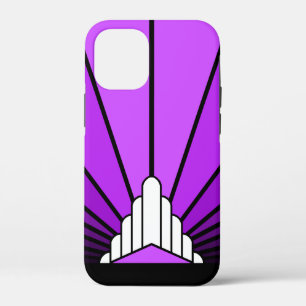 Art deco sun in purple iPhone 12 mini case