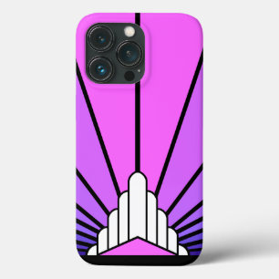 Art deco sun in purple & pink iPhone 13 pro case