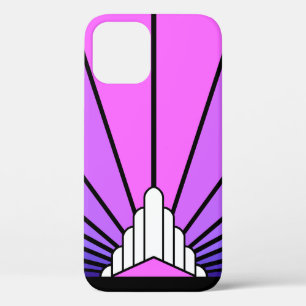 Art deco sun in purple & pink iPhone 12 pro case