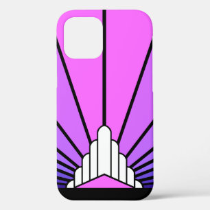 Art deco sun in purple & pink iPhone 12 case