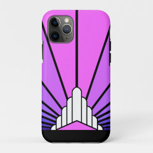 Art deco sun in purple & pink iPhone 11 pro case