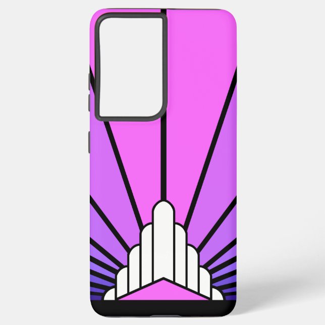 Art deco sun in purple & pink samsung galaxy s21 ultra case (Back)