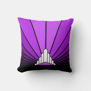 Art deco sun in purple Throw Pillow