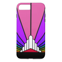 Art deco sun in rainbow
