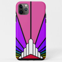Art deco sun in rainbow