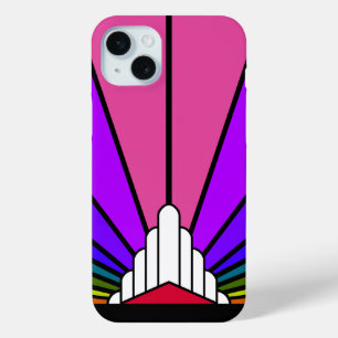 Art deco sun in rainbow iPhone 15 mini case