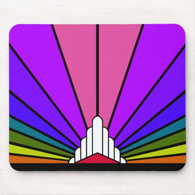 Art deco sun in rainbow mouse pad (Front)