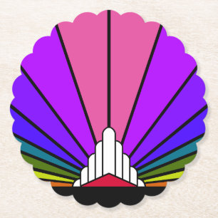 Art deco sun in rainbow paper coaster