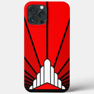 Art deco sun in red iPhone 13 pro max case