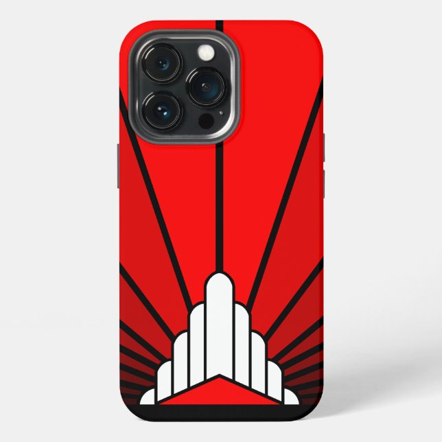 Art deco sun in red iPhone case (Back)