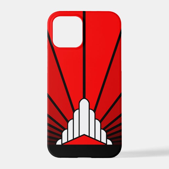 Art deco sun in red iPhone case (Back)