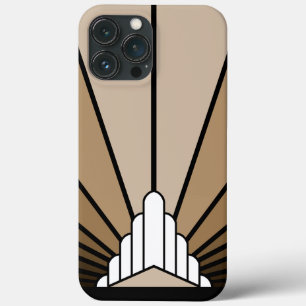 Art deco sun in tan iPhone 13 pro max case