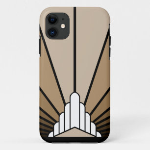 Art deco sun in tan iPhone 11 case