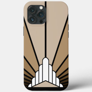 Art deco sun in tan iPhone 13 pro max case