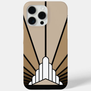 Art deco sun in tan iPhone 15 pro max case
