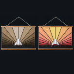 Art deco sun in tan/dawn hanging tapestry<br><div class="desc">A classic art deco style sun pattern. 

An iconic pattern of the sun rising from behind a stylized art deco shaped building. A simple yet elegant design,  true to the era.</div>
