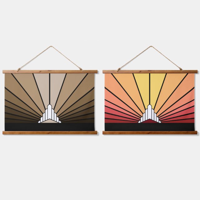 Art deco sun in tan/dawn hanging tapestry (Double)