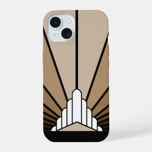 Art deco sun in tan iPhone 15 case