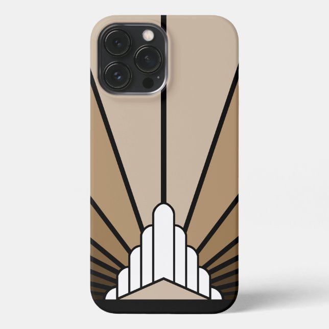 Art deco sun in tan iPhone case (Back)