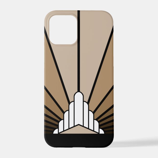 Art deco sun in tan iPhone case (Back)