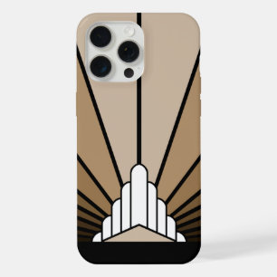 Art deco sun in tan iPhone 15 pro max case