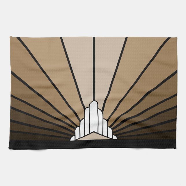 Art deco sun in tan Kitchen Towels (Horizontal)