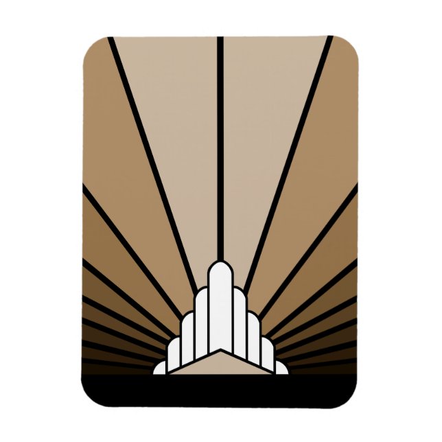 Art deco sun in tan magnet (Vertical)