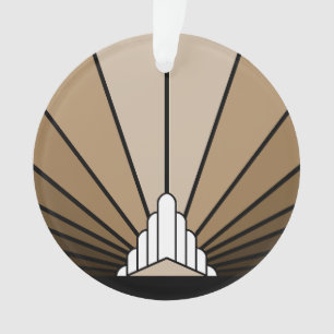 Art deco sun in tan ornament