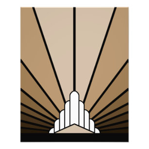 Art deco sun in tan photo print