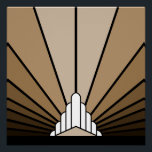 Art deco sun in tan poster<br><div class="desc">A classic art deco style sun pattern created in tan. 

An iconic pattern of the sun rising from behind a stylized art deco shaped building. A simple yet elegant design,  true to the era.</div>