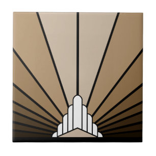 Art deco sun in tan tile