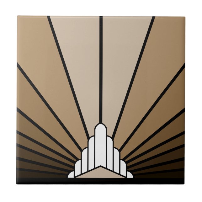 Art deco sun in tan tile (Front)