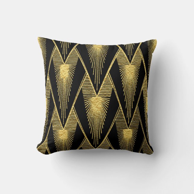 Art Deco Sunburst Drop Throw Pillow (Front)