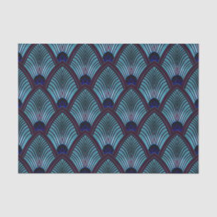 Art Deco Sunburst Fan in Metallic Blue Tissue Paper