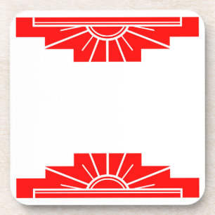Art Deco Sunburst in Bright Red Coaster