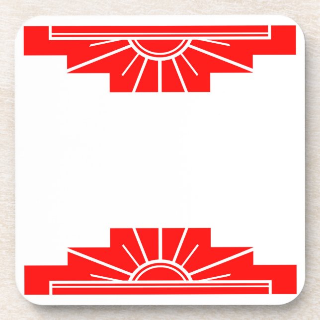 Art Deco Sunburst in Bright Red Coaster (Front)