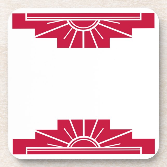 Art Deco Sunburst in Red Coaster (Front)