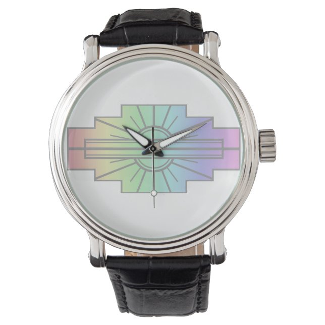 Art Deco Sunburst Pattern in Pastels Watch (Front)