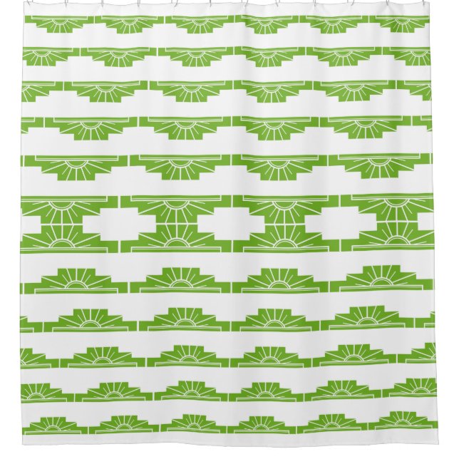 Art Deco Sunburst Pattern in White and Lime (Front)