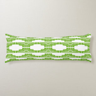 Art Deco Sunburst Pattern in White and Lime Body Pillow