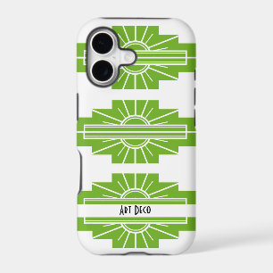 Art Deco Sunburst Pattern in White and Lime Case-M