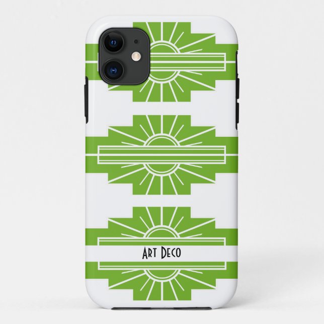 Art Deco Sunburst Pattern in White and Lime Case-M Case-Mate iPhone Case (Back)