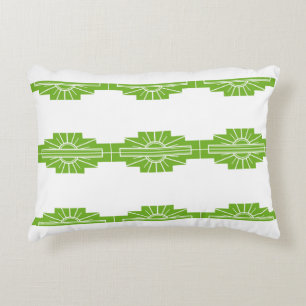 Art Deco Sunburst Pattern in White and Lime Decora Accent Pillow