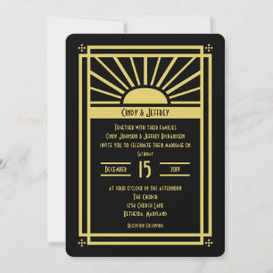 Art Deco Sunburst Wedding Invitations
