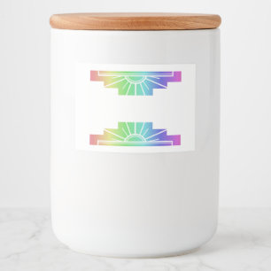 Art deco sunray in pale rainbow food label