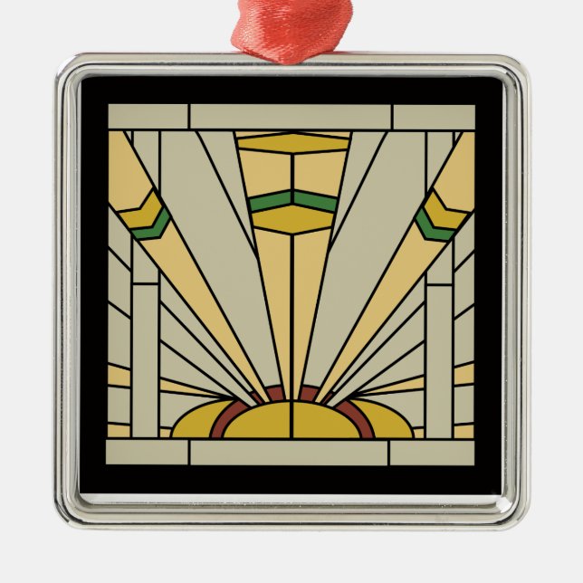Art Deco Sunshine Metal Ornament (Front)